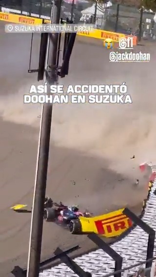 LA REACCIÓN DEL PÚBLICO EN SUZUKA. Así se vivió el accidente de Jack Doohan desde la tribuna en la curva 1 del autódromo japonés durante la FP2 del #JapaneseGP.