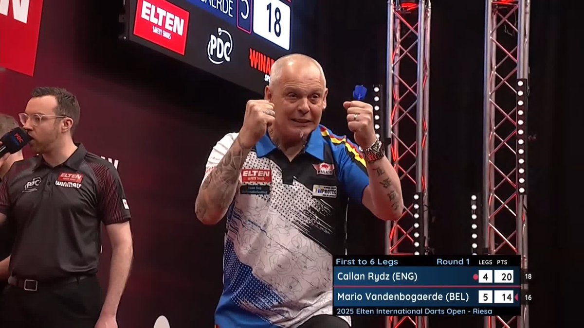 SUPER MARIO STUNS RYDZ! Mario Vandenbogaerde enjoys a winning return to the European Tour stage, winning five straight legs from 4-1 down to defeat Callan Rydz! 📺 #ET3 | R1