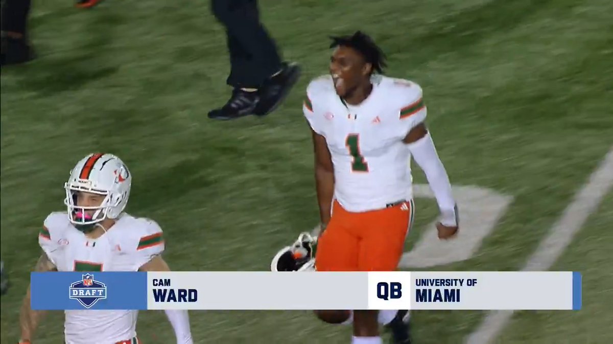 Is Miami Hurricanes Football QB Cam Ward set to be the top pick? 👀 Daniel Jeremiah 📺: 2025 #NFLDraft – April 24-26 on NFLN/ESPN/ABC 📱: Stream on NFL+