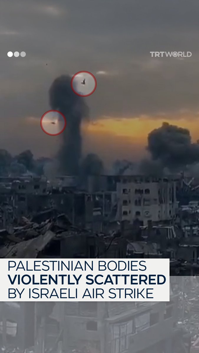 Witnesses watch on in horror as heavy Israeli bombardment violently blows Palestinians into the air in besieged Gaza