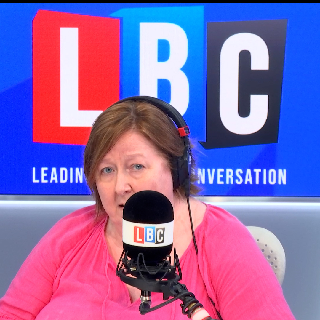 ‘He’s a man, what does he know?’ ’Show him some respect, he loves her.’ Shelagh Fogarty can’t believe caller Suzanne, who says that Julie Goodyear wouldn’t want her husband to post the now-deleted picture of her on social media.