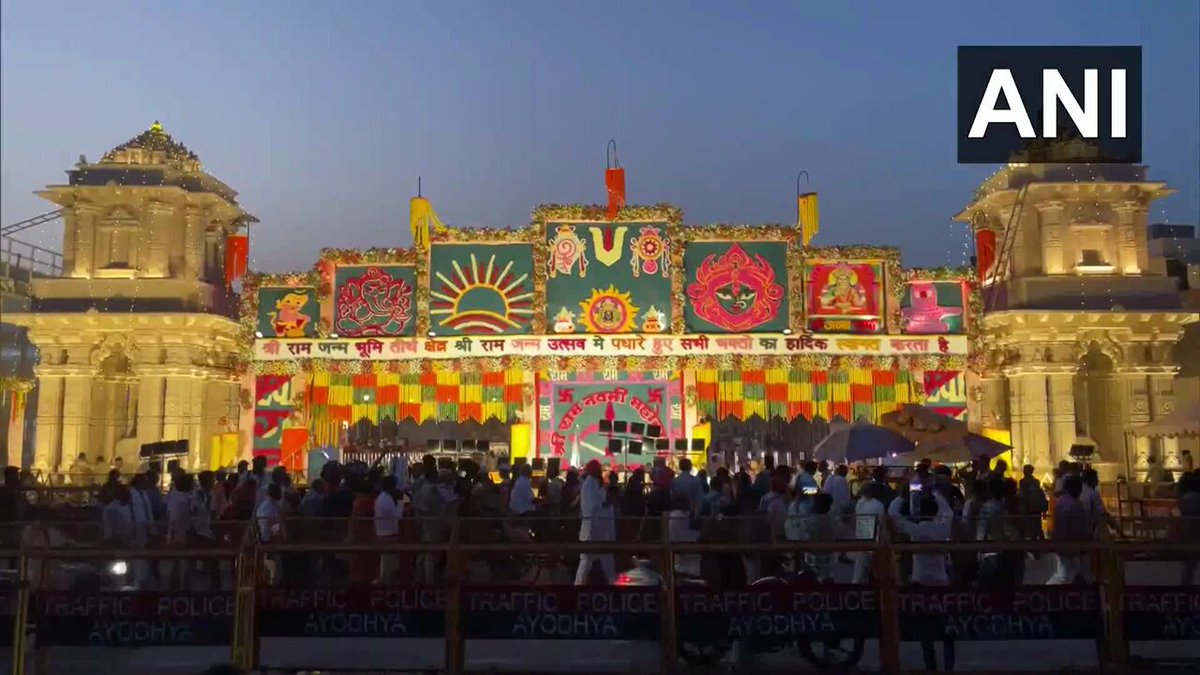 #WATCH | Ayodhya's Ram Janmabhoomi Temple decorated with flowers and lights ahead of Ram Navami, which will be celebrated on 6 April.