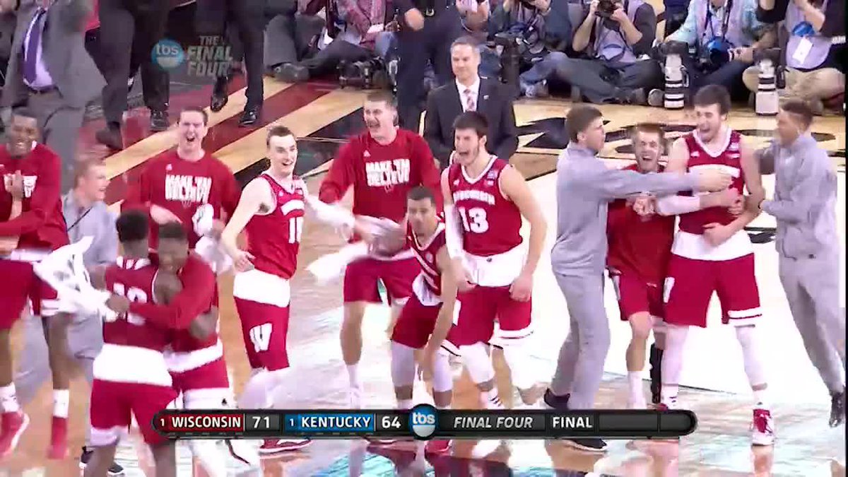 "There will be no undefeated champion!" 🗣️ #OTD 10 years ago, Wisconsin Basketball spoiled Kentucky’s pursuit of perfection in an iconic Final Four win 🦡 #B1GMBBall x #MarchMadness