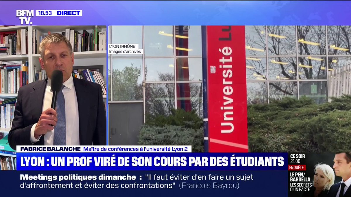 Intrusion dans un amphithéâtre de Lyon 2: "Je vais porter plainte avec le soutien de l'université", annonce Fabrice Balanche