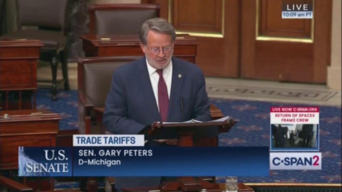 "Remember when you are seeing higher prices at the store...It's because of Donald Trump. He owns this." - Senator Gary Peters