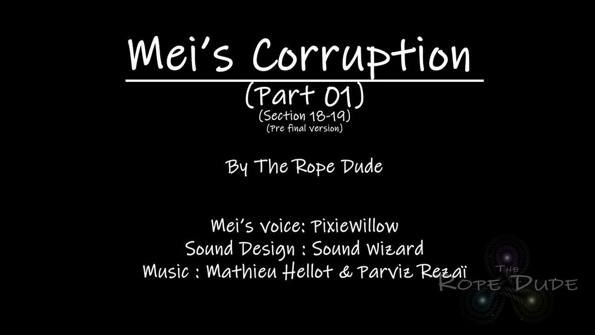 Mei's Corruption P18-19 Full video is finally here 🥳! The 03:28 min section following Mei's long edging and orgasm denial 😏, it's no wonder why she is that horny 😈. Everybody did a great job on the audio part but the music hits me soooo hard on this one 🤩🥰. I hope you'll appreciate it too 😊. Mei's voice: ✦𝙿𝚒𝚡𝚒𝚎𝚆𝚒𝚕𝚕𝚘𝚠✦ | Voice Actress & Sound Music: Mathieu Hellot & Parviz Rezaï Sound Design: Sound Wizard (2K/4K/Early access for supporters About what comes next, there is only one more section (P20) to be done before I can make the final update on the full 42 min video 😁! I should be able to get P20 done in about a month and the overall update should take a few months (4 to 6 months). I'll explain the "update" in more details later but it's mainly: - Make a last polish globally (textures/materials/geometry/compositing/etc...) - Polish/Light/Compo/Render the WIP sections (mostly the non Goo sections) - Polish/Improve/Re-Render the rendered v01 sections (The Goo sections) - Add audio to everything - Make/improve breast simulations - ... I hope you'll have a amazing Week/end! Take care 💚 #r34 #3dporn #nsfw