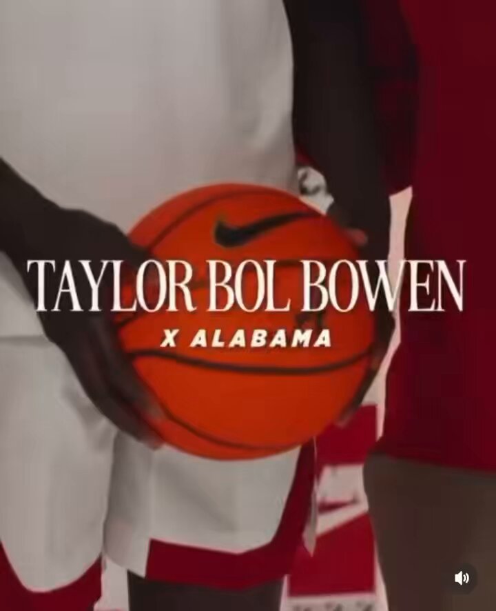 New Alabama forward Taylor Bol Bowen’s commitment video, via his Instagram: