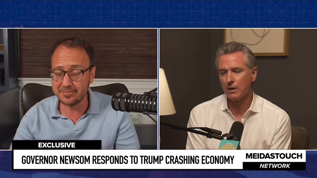 Newsom: I represent a state the size of 21 state populations combined, the fifth largest economy in the world, and we have a break-the-glass moment. We have to update all our economic forecasts—our inflationary forecasts, our unemployment forecasts, our budget forecasts—because I represent the largest manufacturing state in America. I represent a state that’s more impacted, because of direct trade from China, Mexico, and Canada, than any other state. And as a consequence, the impacts are extraordinary. But it’s not about California per se—it’s about all of us. It’s about the global order, it’s about our alliances, it’s about our reputation, truth, trust. It’s about stability. It’s about the world we’ve come to know—and some of us revere and love. The country. All of that is now at risk because of the recklessness—and there’s no other way to describe it—of one individual: the President of the United States.