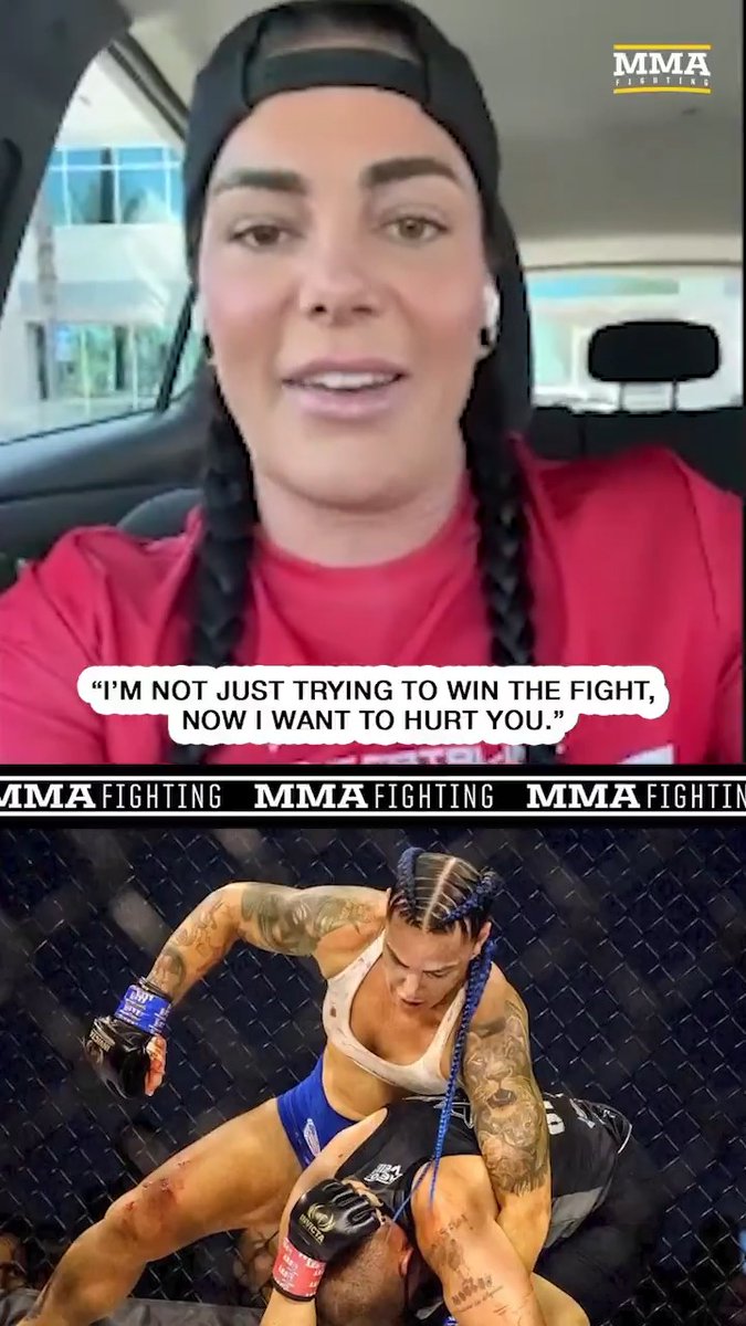 Jackie Cataline responds to Jamie Edenden’s no-takedown challenge at #InvictaFC61: "Now I’m really going to try and take you down and hurt you. Now, I’m not just trying to win the fight, now I want to hurt you." (🎥 Guilherme Cruz)