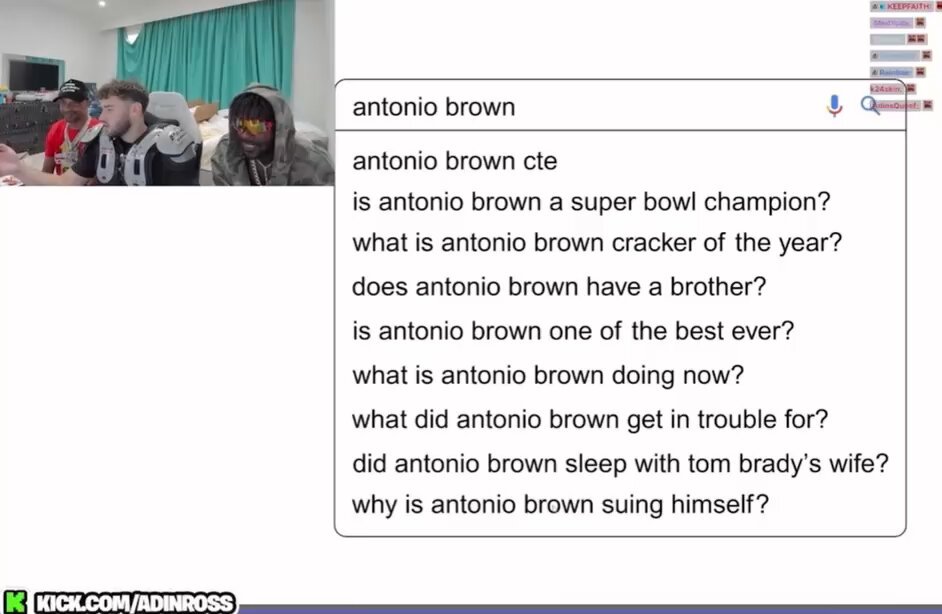 Antonio Brown reveals on Adin Ross stream that he is currently in the process of suing himself as his nickname “AB” 😭😭