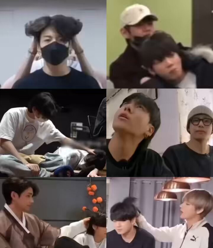 🐰 : I hate it when someone touches my hair. BUT TAEHYUNG LITERALLY :