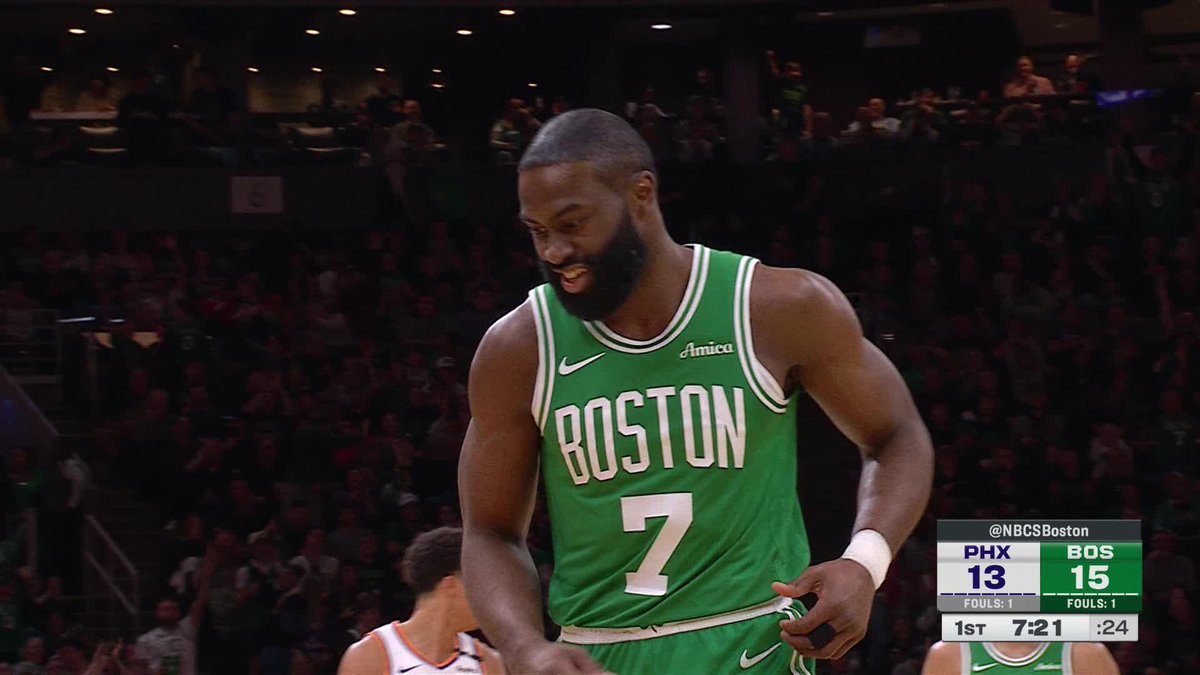 JAYLEN BROWN WITH A HALF-COURT MOON SHOT 🌕 What a start for the Boston Celtics on NBA TV!