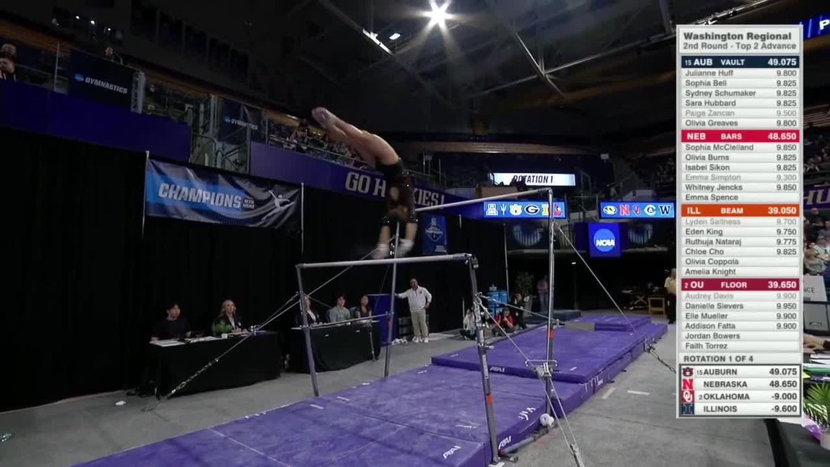 EMMA SPENCE 9.950 ON BARS FOR Nebraska Women's Gymnastics 🤩 #B1GWGym on ESPN+ 📹
