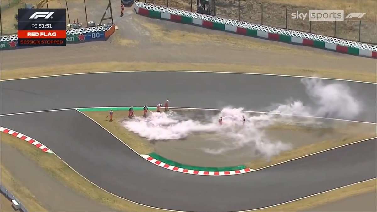 Another grass fire causes a red flag in FP3 😳👇