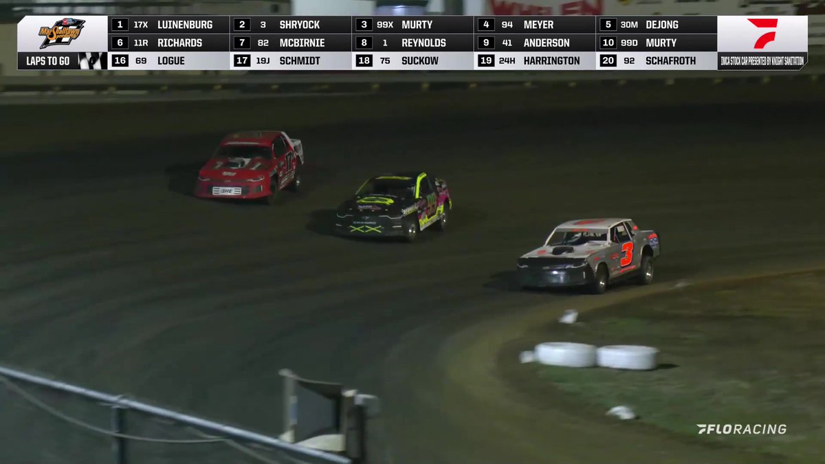🔥 Another outstanding finish from marshalltownspeedway! Three-wide on the final corner to decide the IMCA Stock Car A-Main, Justin Luinenburg hangs on for the win!