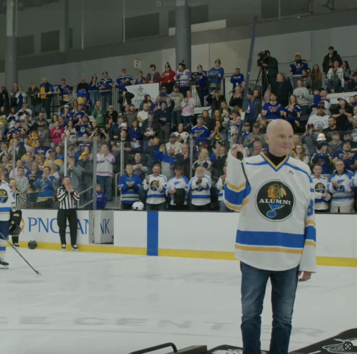 To be a hockey player means to give back — you just don’t expect to be giving back to one of your own. Thanks to everyone who came out in support of Kelly Chase at the Puck Cancer charity game 💙 Siteman Cancer Center | The V Foundation for Cancer Research
