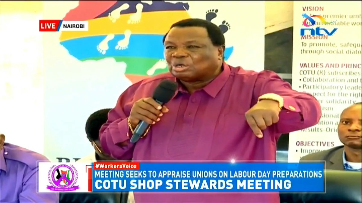 Francis Atwoli: Influencers wanaambiwa ‘semeni SHA is not working’. Hata mawakili na wanasiasa wanasema SHA is not working. Who is supposed to be making SHA work? #COTUSHOPSTEWARDSMEETING #Workersvoice