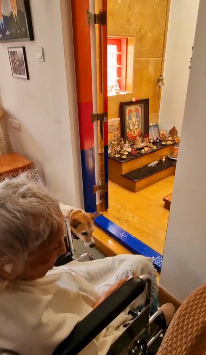 Mom at 92 needs care like a baby physically, yet mentally and emotionally she remains alert and uncomplainingly accepting of her pain and incapacitation Early this morning, she asked if tomorrow is Rama Navami Although reluctant to even speak these days, in her frail voice she sang in praise of Shri Rama and while singing her voice became stronger ❤️ Truly, God gives more strength than one can imagine🙏🙏