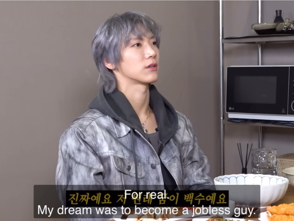 “was it your dream to become a singer as a kid?” “an easygoing jobless guy? that was my dream. for real, my dream was to become a jobless guy” TEN 😭
