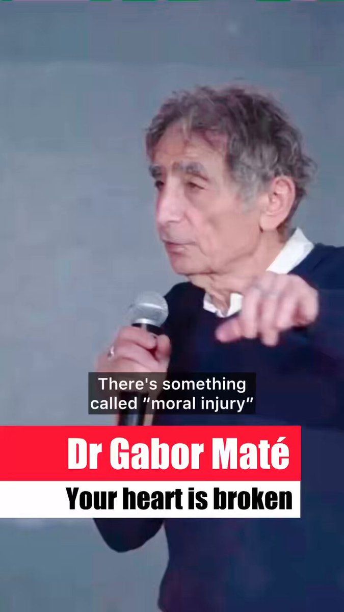 Listen to Gabor Maté Gabor Maté explain the feeling of moral injury, which is exactly what we all feel at the moment facing the apocalyptic genocide livestreamed on our phones every day. I found this very helpful and very comforting in a time like this. #gabormaté