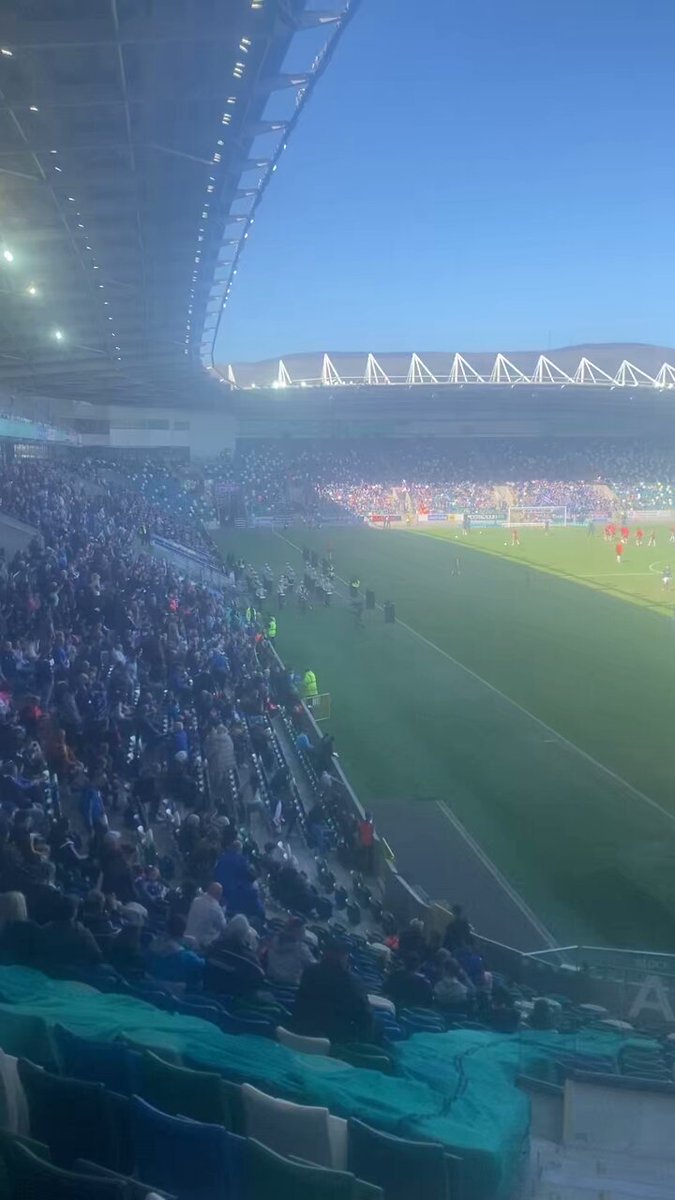 The flute band is out to celebrate Linfield’s league championship.