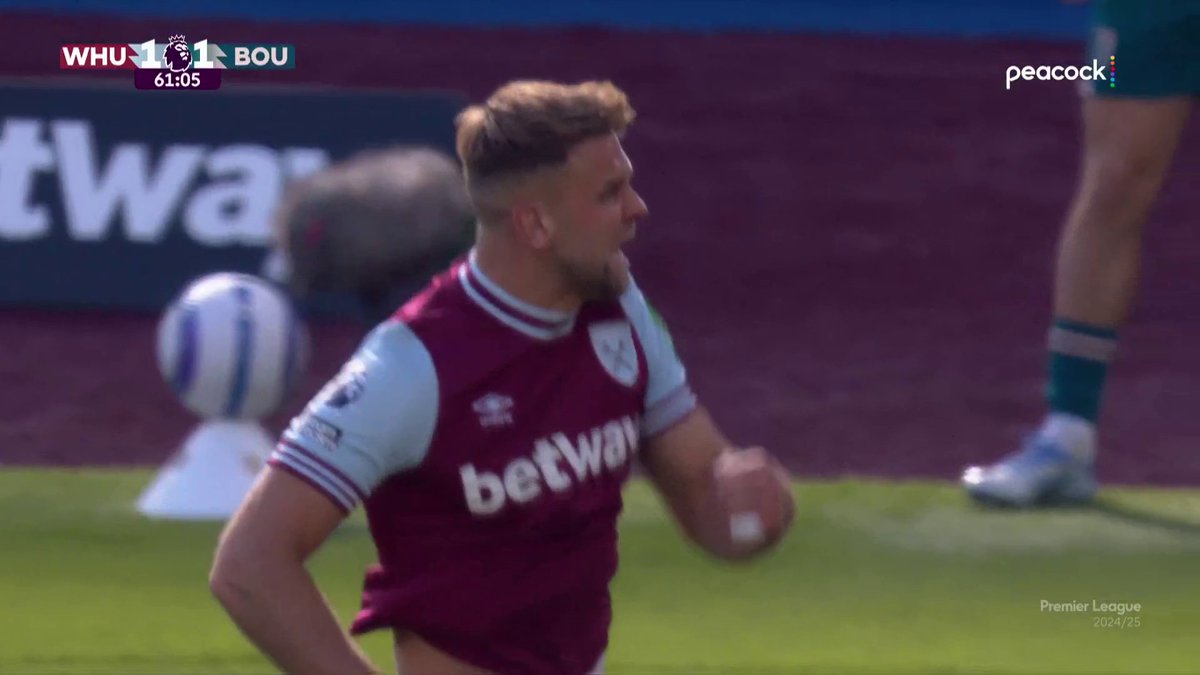 INSTANT IMPACT from Niclas Füllkrug, who equalizes for West Ham. 📺 Peacock | #WHUBOU