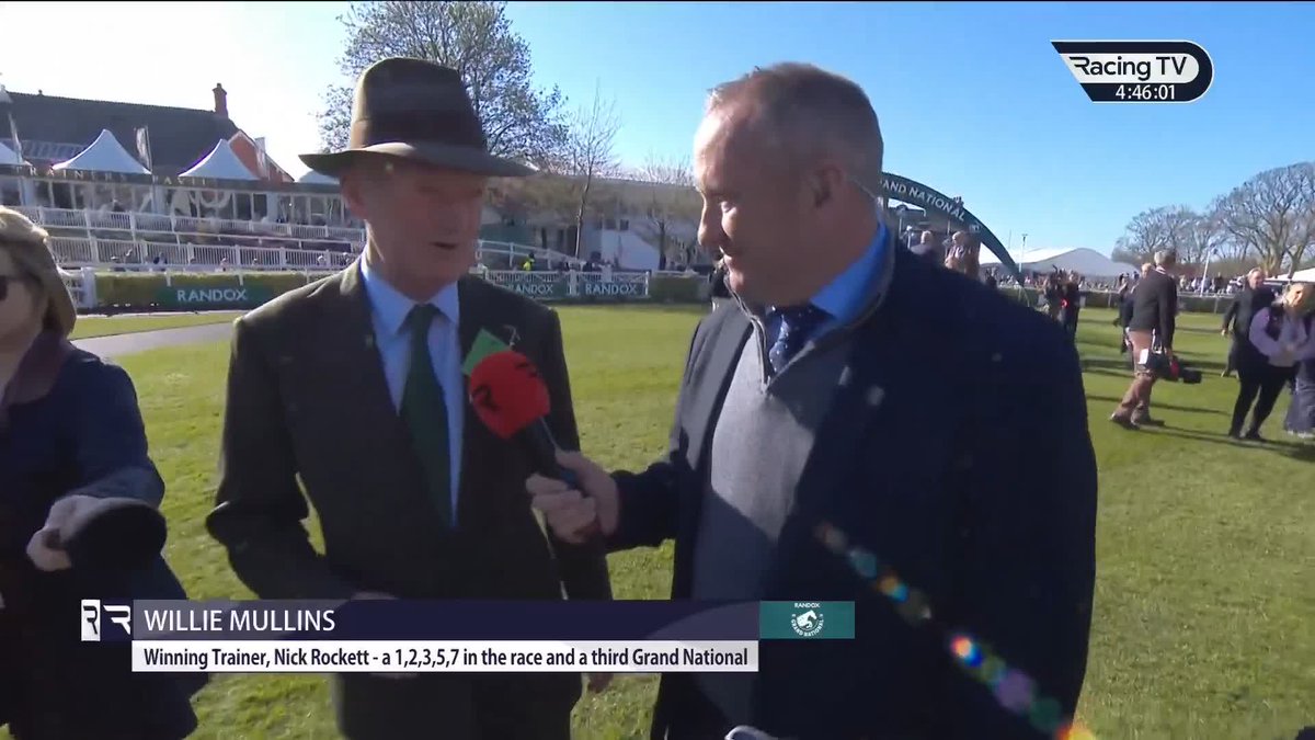 "The best day ever. I'll never surpass it." Willie Mullins on his remarkable 1-2-3-5-7 in the Randox Grand National, with winner Nick Rockett ridden by his son Patrick