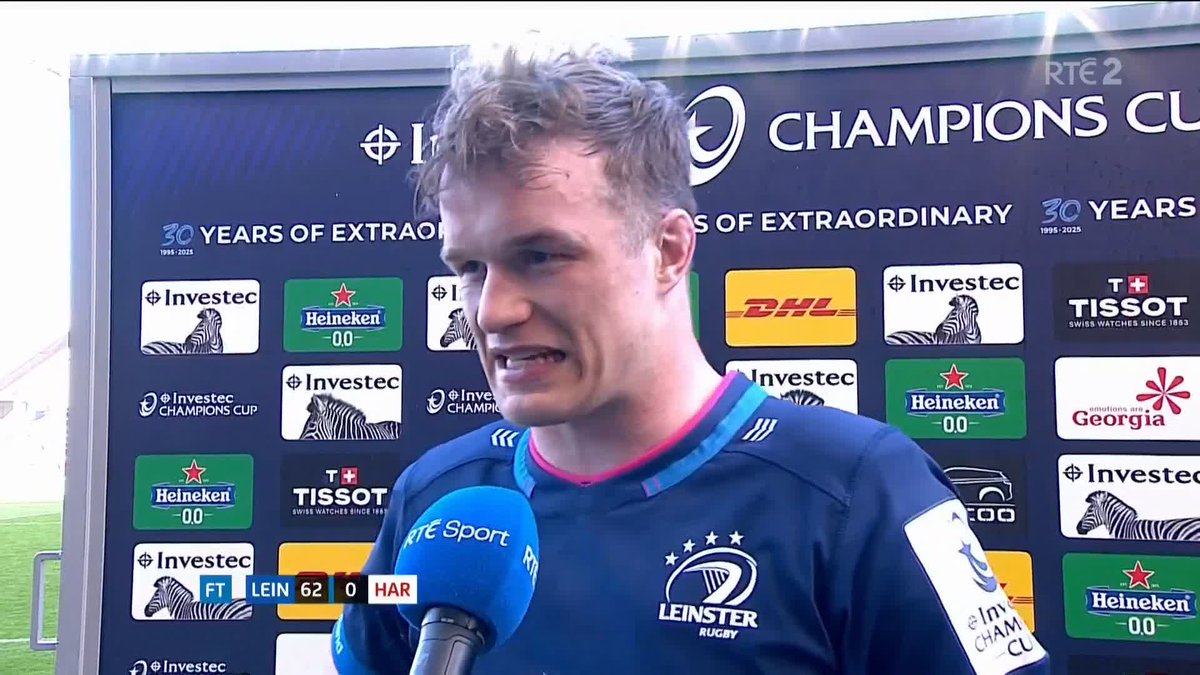 Leinster 62-0 Harlequins "It was a brilliant performance. The scoreboard probably doesn't reflect how good a team they are" - Player of the match Josh van der Flier and captain Caelan Doris' thoughts on a crushing victory that puts Leinster into the quarter-finals