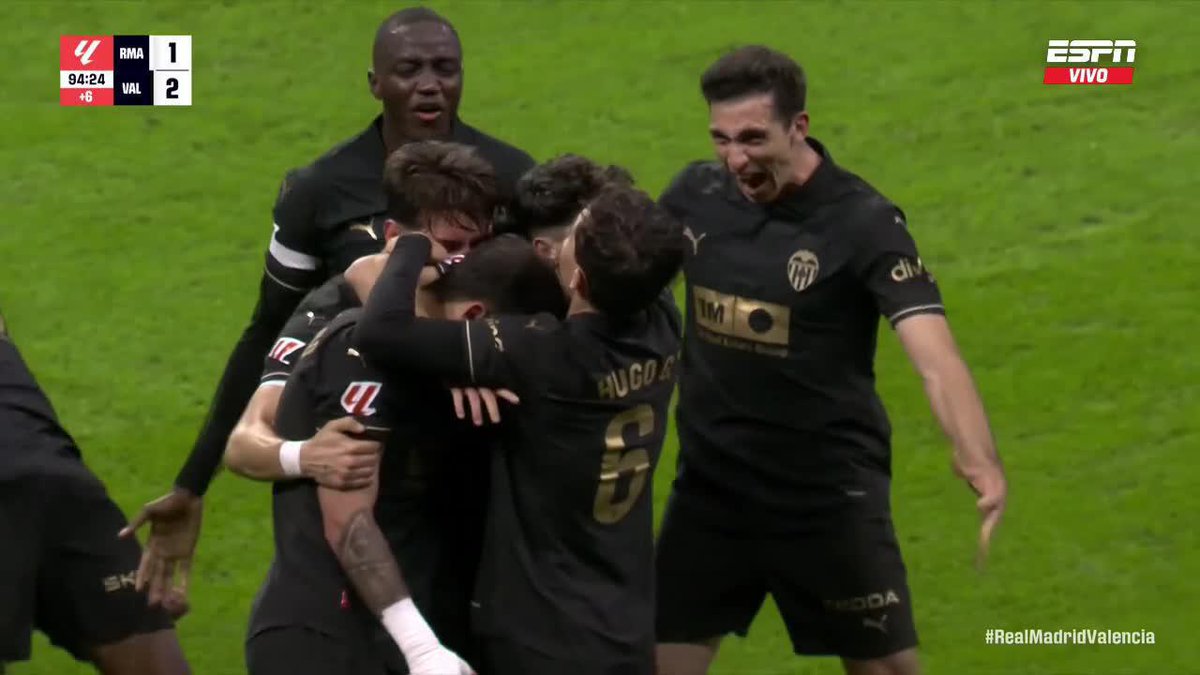 🤯🇪🇸 VALENCIA SE LO GANA AL REAL MADRID A LOS 95 MINUTOS EN EL BERNABÉU.
