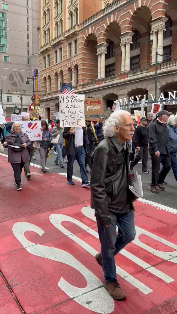 Philly doesn't fuck with fascism. Thousands marching through the streets now protesting Trump and Musk. #handsoff