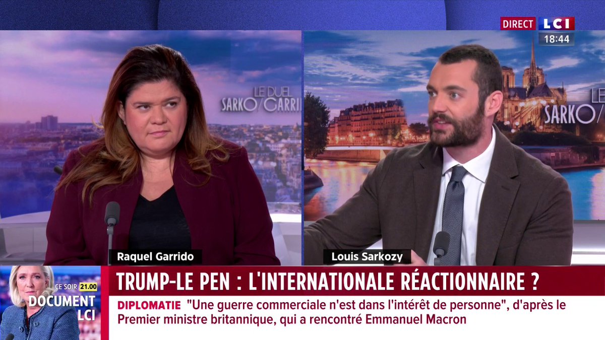 Soutien de Donald Trump à Marine Le Pen : "Je ne suis pas sûr qu'au siège du RN ils étaient si ravis de ce tweet de Donald Trump", estime Louis Sarkozy (Louis Sarkozy). "Il n'y a pas d'internationale réactionnaire." ▶️ avec david doukhan
