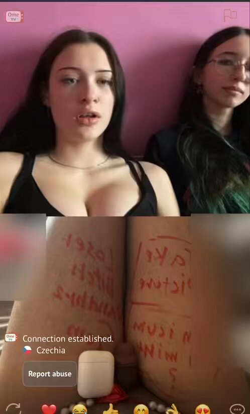 Two beautiful girls from the Czech Republic 🇨🇿 watch my small cock swinging in front of them and laugh.. The left girl is beautiful, look at breast SPH reaction🤏 #ometv #cfnm #omegle #monkeyapp #webcam #SPH #smallcock