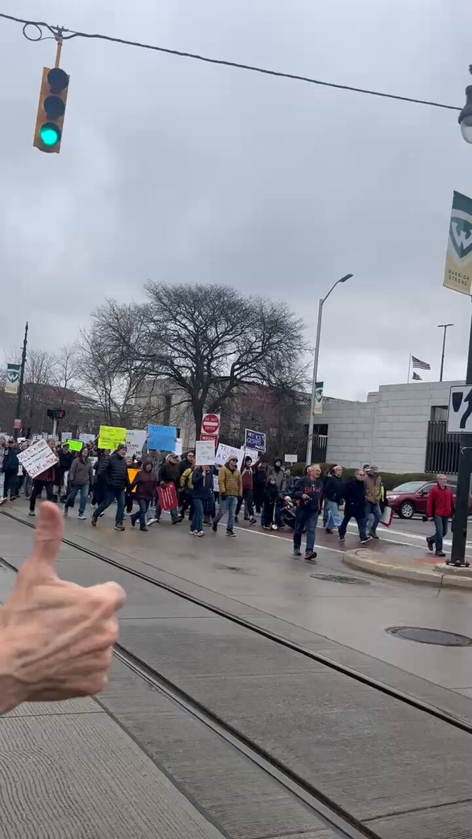people in the streets across Michigan protesting the billionaire takeover of our state and nation #HandsOff
