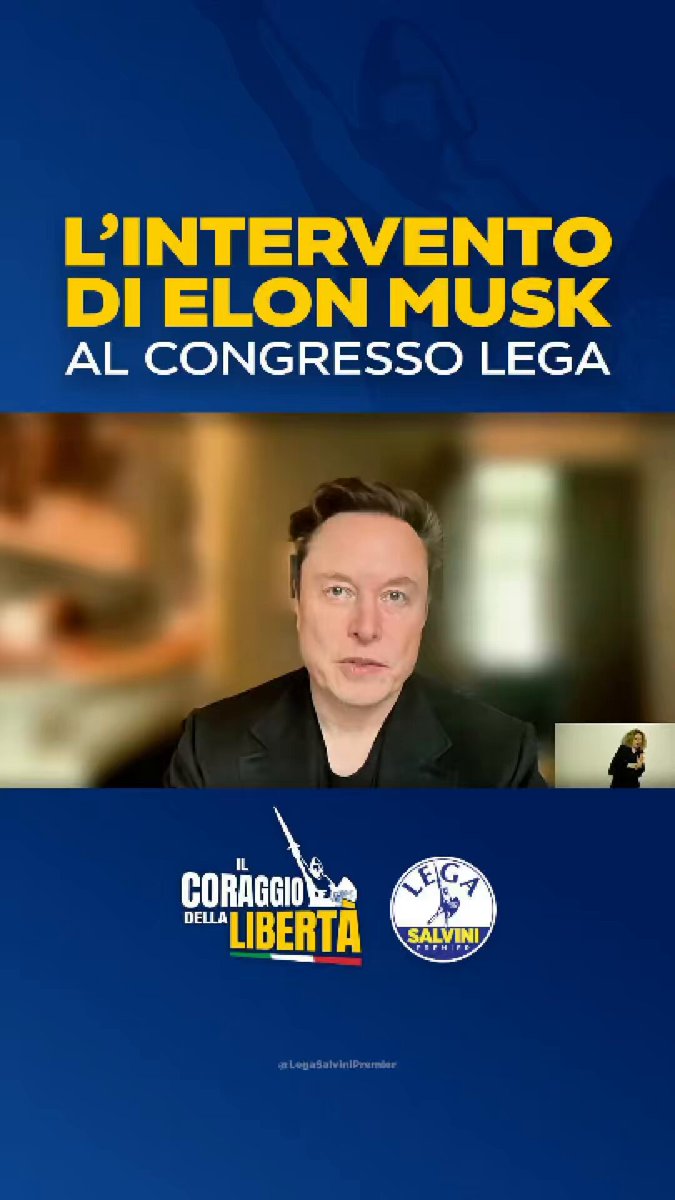 L’intervento di Elon Musk al Congresso della Lega. Un onore e un privilegio averlo come ospite e discutere con lui delle sfide che ci attendono, sempre a difesa della libertà.
