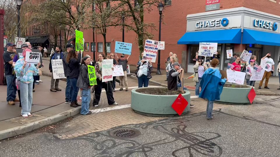 Hands Off Protest at Market Square. West 25th St. Cleveland. -April 5, 2025.