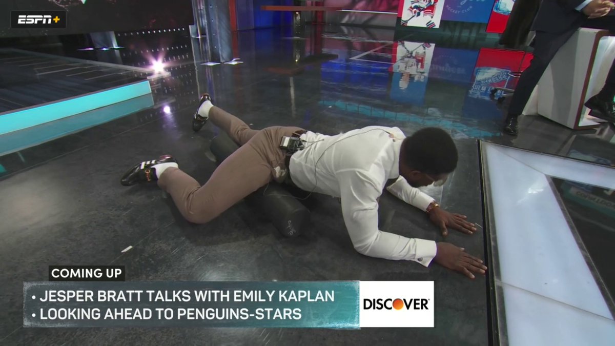 .P.K. Subban getting a workout in between periods 💪 😂 📺 Rangers vs. Devils on ABC/ESPN+