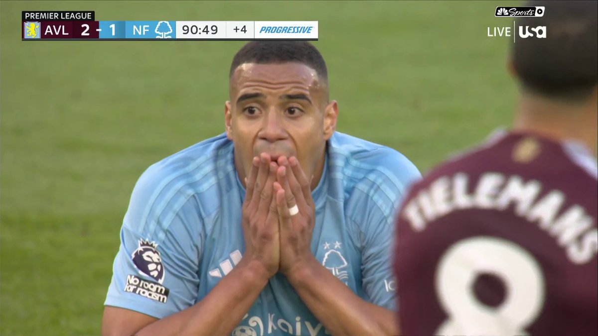 Murillo rattles the crossbar from distance in stoppage time. 😳 Nottingham Forest came THAT CLOSE to a late equalizer.