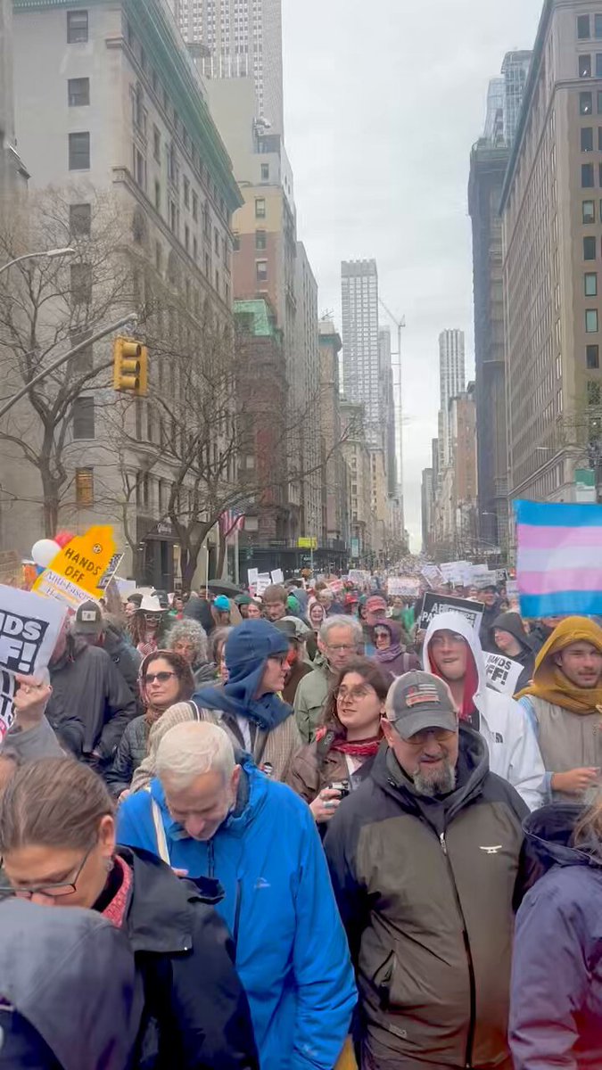 Thousands of peaceful protesters on 5th Avenue, New York City #HandsOff2025