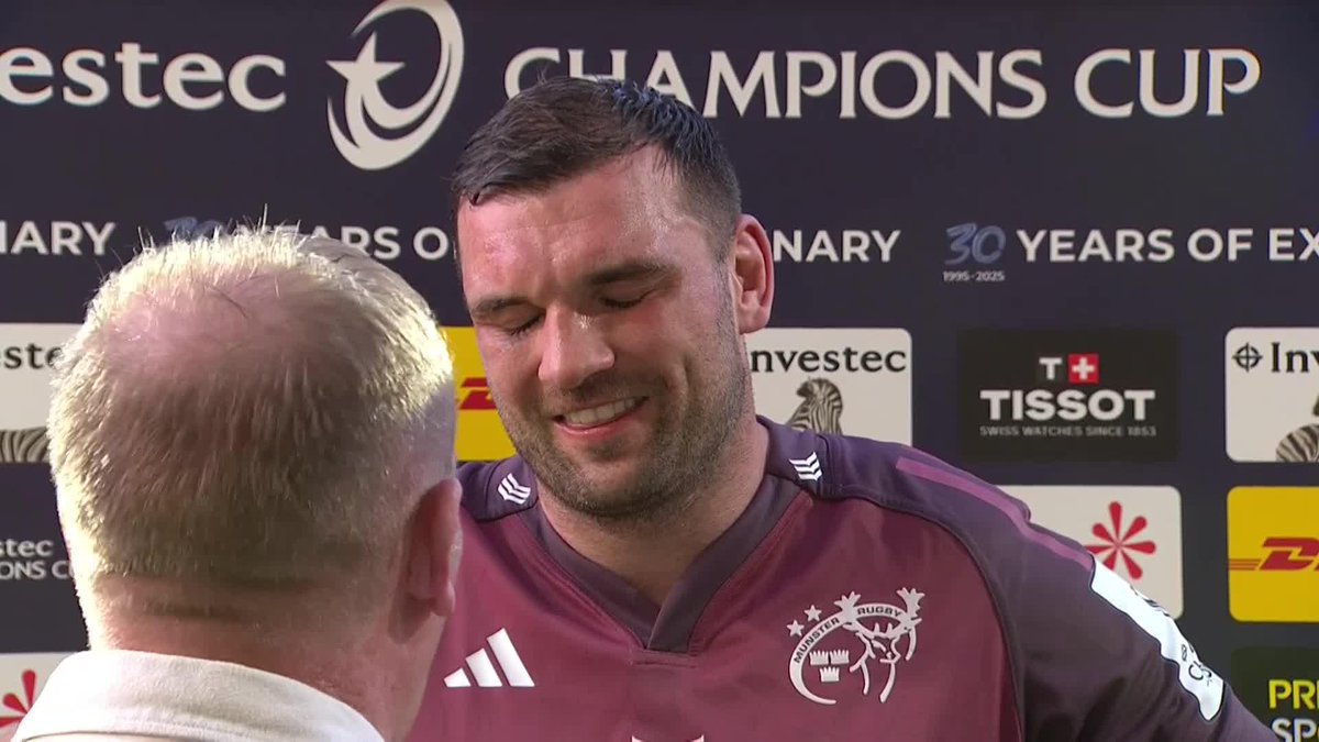 "We were underdogs but we always knew there was a bit more in us." Tadhg Beirne in conversation after a famous Munster Rugby win against La Rochelle 🔴 #InvestecChampionsCup