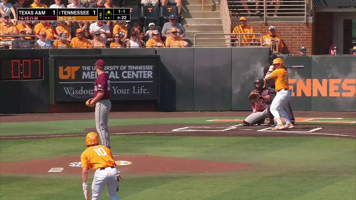 After a conference between the umpires, interference has been ruled and Newstrom is awarded home! 📺 (SECN+) #GBO // #BeatTAMU