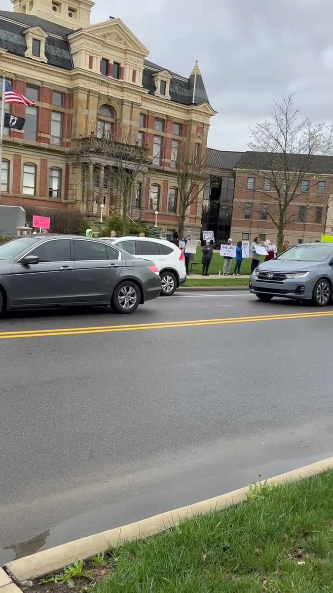 Anti-Trump protesters gathered in Marysville as part of the Hands Off! Day of Action