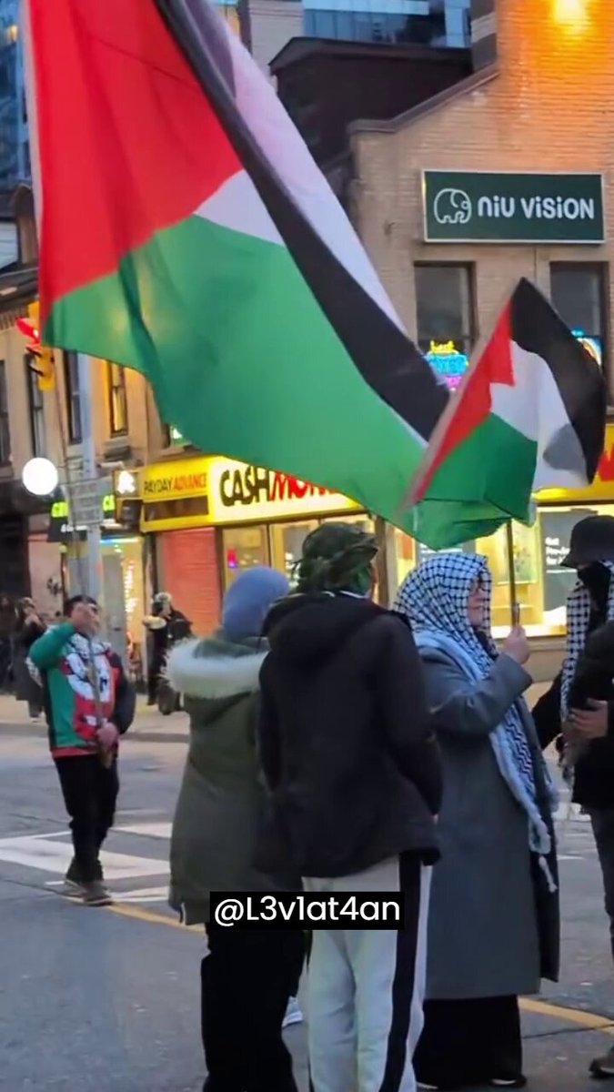 SHOCKING: An older Canadian woman is completely swarmed by masked terrorist sympathizers in Toronto &amp; has her phone smacked out of her hand. It takes 2 full minutes for Toronto Police to intervene &amp; remove her as an aggressor. Lovely Doug Ford Mayor Olivia Chow 🇨🇦