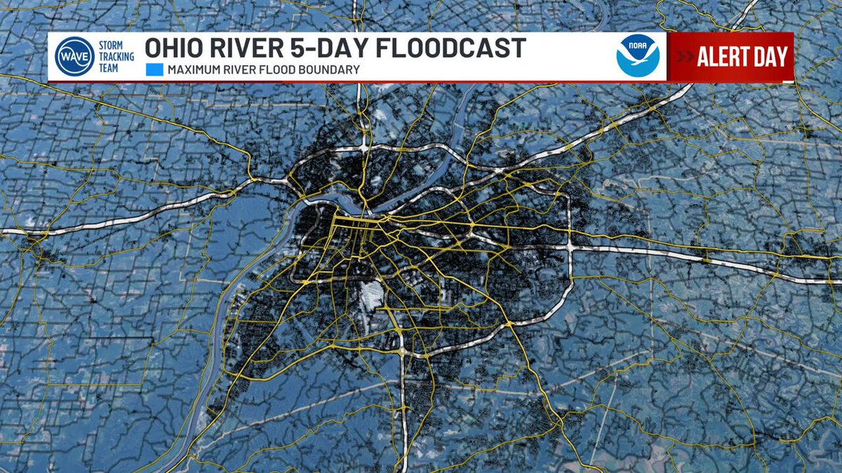 WHERE WILL IT FLOOD? Check out this tour of which roads in Louisville and Southern IN will be affected by Ohio River flooding starting Sunday evening. 24/7 livestream: Many, many thanks to NWS Louisville &amp; NOAA for the Flood Inundation Mapping data.