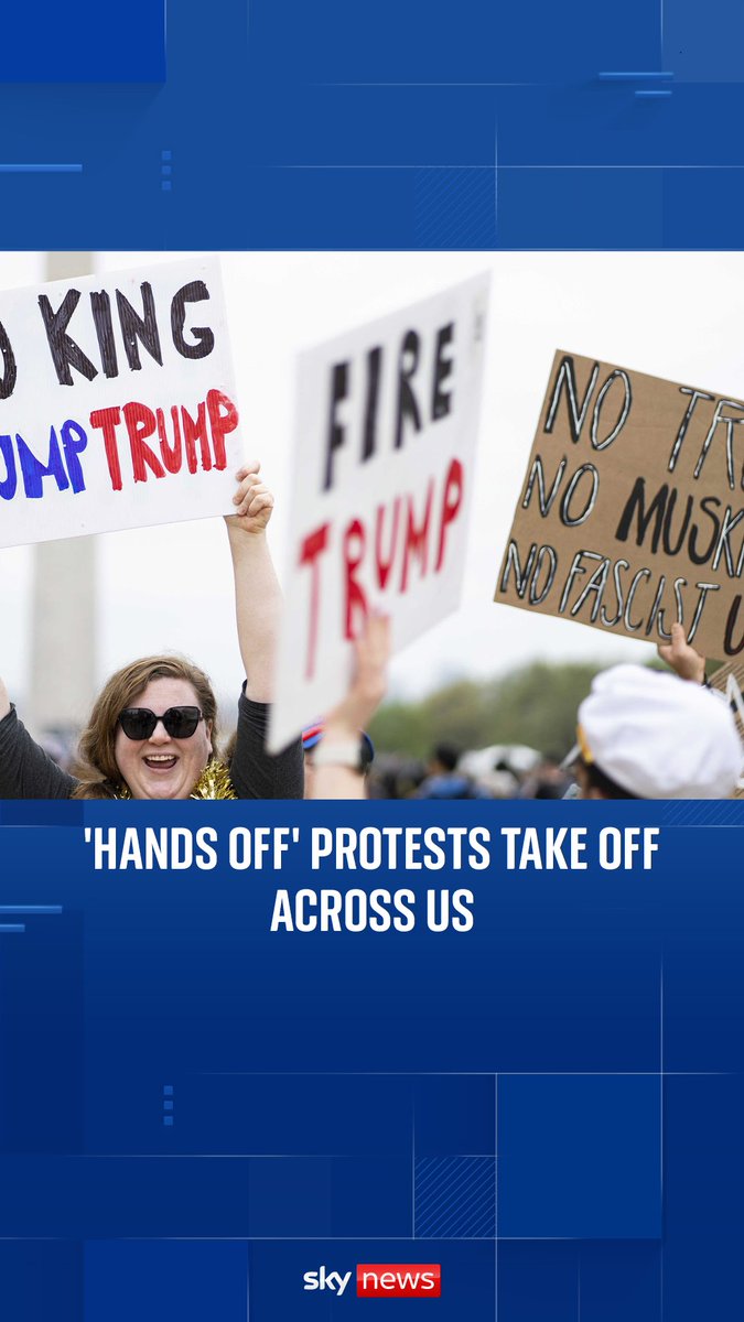 Over 1,200 protests against President Donald Trump and Elon Musk are expected across all 50 states in response to what they call a "hostile takeover" and attack on American rights and freedoms. David Blevins reports from a protest in Washington DC.