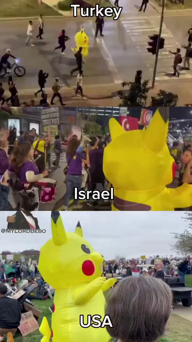 Pikachu, Türkiye’de Erdoğan, ABD’de Trump, İsrail’de Netanyahu karşıtı gösterilerde ortaya çıktı.