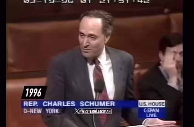 Check out this video proof that Democrats have swung so far left. Back in 1996, Chuck Schumer said stuff that’d get you branded a right wing extremist today. They’ve totally lost the plot.