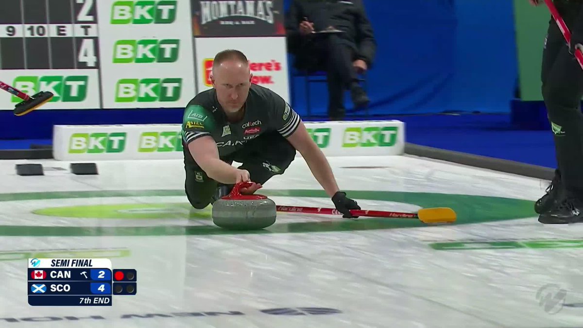 One of the best doubles for two points you'll ever see! 😱🇨🇦 It's all square again after seven ends. Watch all games live on The Curling Channel! #curling #WMCC #canada
