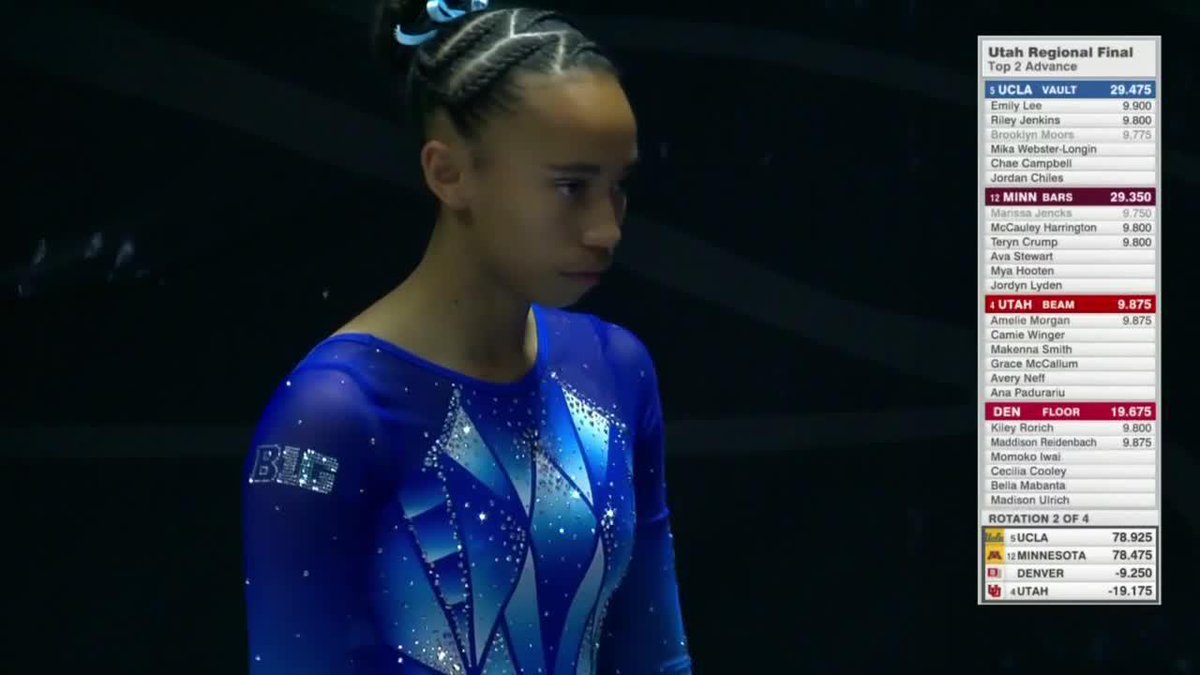 MIKA WEBSTER-LONGIN! The freshman scores a career-high 9.950 on vault! 💻: ESPN+ #GoBruins | #NCAAGym
