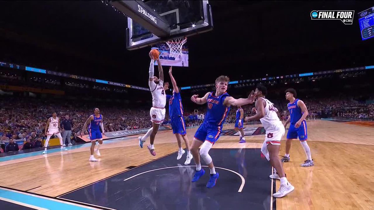 "If all they see here is a common foul, they can't put that common foul on that player." - Gene Steratore Following review, no flagrant is called and Florida is charged a timeout after the challenge.