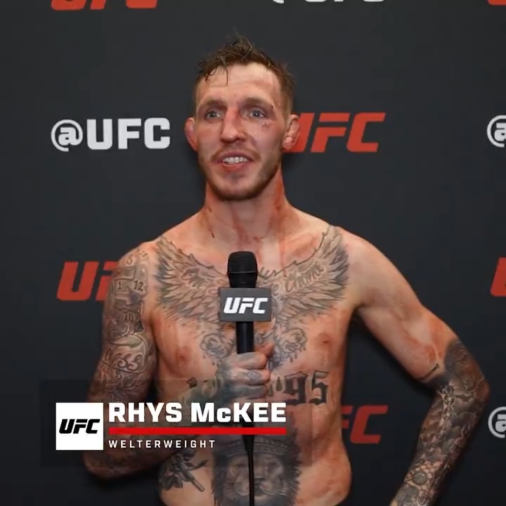 "This win has been 14 years in the making." Rhys McKee (Rhys McKee) notches his first win inside the Octagon with an impressive performance over Daniel Frunza at #UFCVegas105 Prelim Results ➡️
